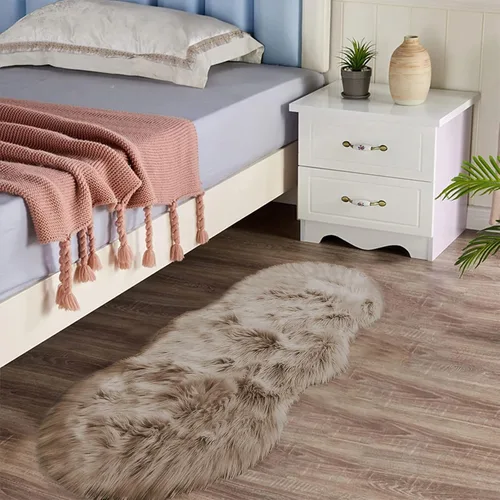 Miniatura 114 de Latepis - Tapete rectangular de piel sintética tipo lana de oveja suave, esponjosa y lavable para sala de estar, dormitorio, sala de juegos o Blanco