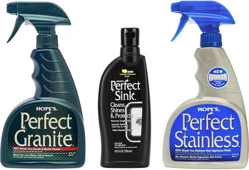 HOPE'S Perfect Stainless, Perfect Granite and Perfect Sink Cleaner Bundle, limpiador de cocina sin rayas, elimina manchas, restaura y repele el