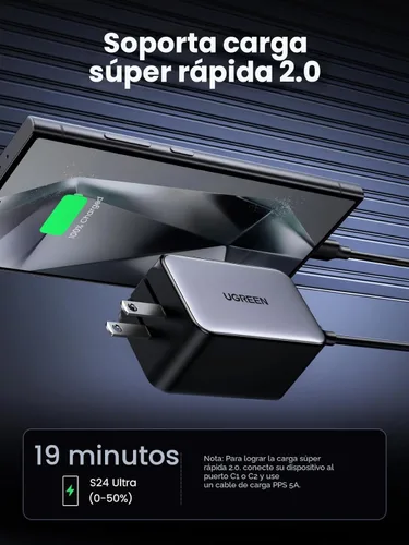 Miniatura 7 de UGREEN Nexode 65W GaN Cargador de Pared USB C, Cargador de 4 Puertos Tipo-C Rápido Compatible con MacBook Pro/Air, iPhone Serie 17/16/15, Galaxy