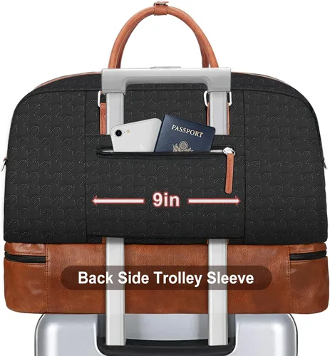Miniatura 74 de IBFUN Bolsas de fin de semana para mujer, bolsa grande de lona para viaje, bolsa de viaje con compartimento para zapatos, 21 pulgadas, juego de 3