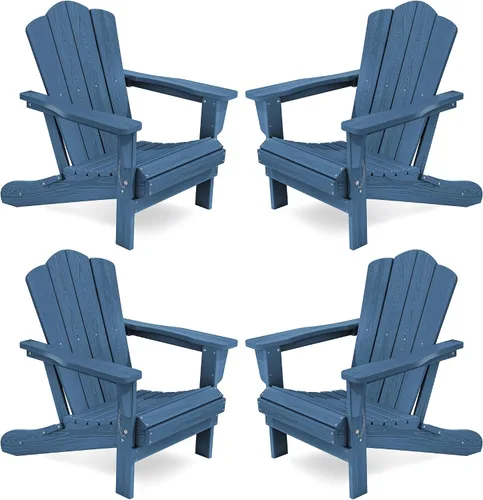 Miniatura 23 de KINGYES Silla plegable Adirondack, sillas de patio HDPE para todo clima, silla de césped con textura de madera para junto a la piscina, patio Aruba