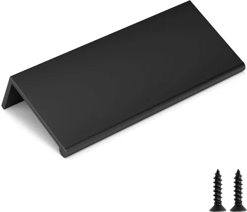 Goldenwarm - Paquete de 10 tiradores negros de 2-1/2 pulgadas con borde de dedo, tiradores para cajones de cocina, color negro mate, manijas de