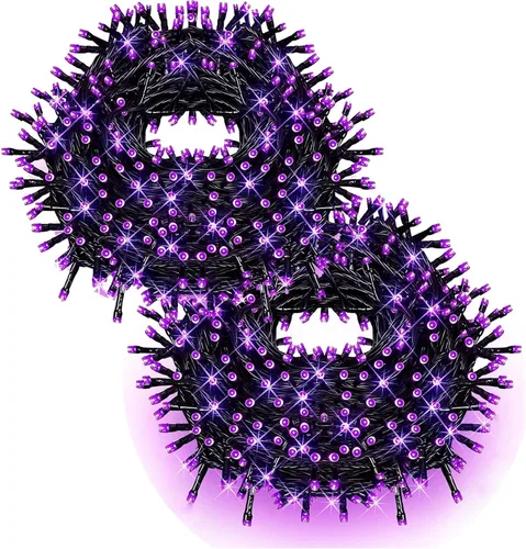 Miniatura 14 de Guirnalda de luces negras de hadas con función de memoria. Extensión de 33 pies con 100 luces LED enchufables, acogedoras decoraciones blancas