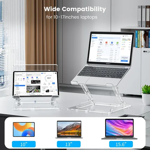 Miniatura 3 de Soporte para laptop para escritorio, elevador portátil de acrílico para laptop, soporte ergonómico ajustable para computadora portátil MacBook Air