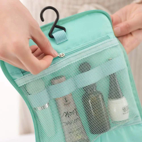 Miniatura 5 de Bolsa de maquillaje de viaje, bolsa organizadora de artículos de tocador colgante ligera con gancho para cosméticos 2019 (rosa)