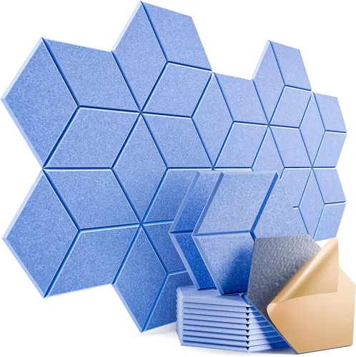 Miniatura 83 de Paquete de 12 paneles acústicos autoadhesivos de 12 x 10 x 0.4 pulgadas, paneles de espuma a prueba de sonido con alta densidad, diseño forrado