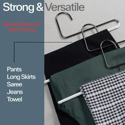 Miniatura 3 de Mawa Trouser Series - Percha de varilla de extremo abierto, KH 35U, antideslizante para pantalones/pantalones, ahorro de espacio, versión con gancho