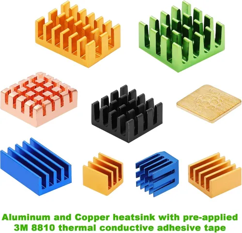 Miniatura 5 de 78 unidades de disipador de calor Raspberry Pi 4b, disipador de calor de aluminio Raspberry Pi con cinta adhesiva conductora térmica para Raspberry