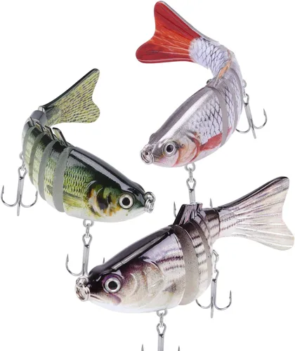 Miniatura 7 de Señuelos de pesca realistas para lubina, trucha, lucioperca, pez depredador, cebos realistas de peces multiarticulados, kits de aparejos de pesca
