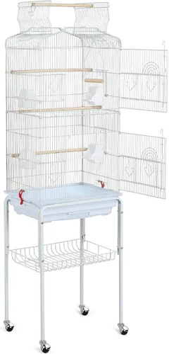 Topeakmart Open Play Top - Jaula grande para pájaros pequeños, loros, periquitos, pinzones, canarios, tortolitos, jaula de metal para pájaros con