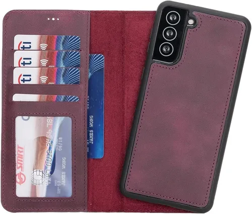 Miniatura 28 de HARDISTON Funda de piel compatible con Samsung Galaxy S22 Ultra – Funda magnética fuerte desmontable hecha a mano con tarjeteros y soporte, Negro
