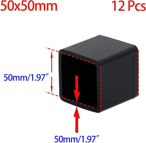 Miniatura 2 de 12 puntas de goma antideslizantes negras cuadradas para patas de silla, protectores de suelo de muebles, fundas para patas de silla, mesa, bar, Negro