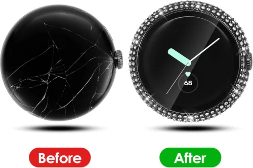 Miniatura 2 de Funda compatible con Google Pixel Watch 3 de 1.614 in/Pixel Watch 2/1 con protector de pantalla, cubierta protectora brillante de vidrio templado