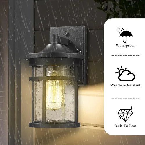 Miniatura 5 de Iluminación de pared al aire libre del anochecer al amanecer, linterna de pared al aire libre con sensor, luz de pared exterior antioxidante