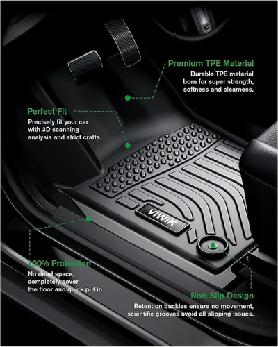 Miniatura 7 de VIWIK Alfombrillas compatibles con Honda Civic 2016-2021 (no para híbridos enchufables) para todo tipo de clima, el juego completo incluye 1ª y 2ª