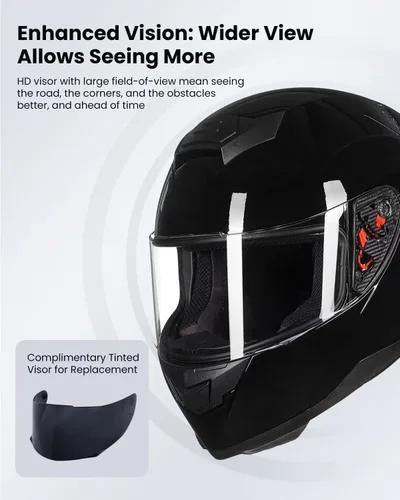 Miniatura 4 de ILM Casco de Motocicleta de Cara Completa para Motocross y Street Bike Certificado DOT 2 Viseras Modelo-317 (Negro Brillante, S)