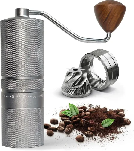 Molinillo de café portátil manual con rebaba cónica de 7 estrellas, ajuste externo de 60 clics, molinillo de café de metal completo para molinillo