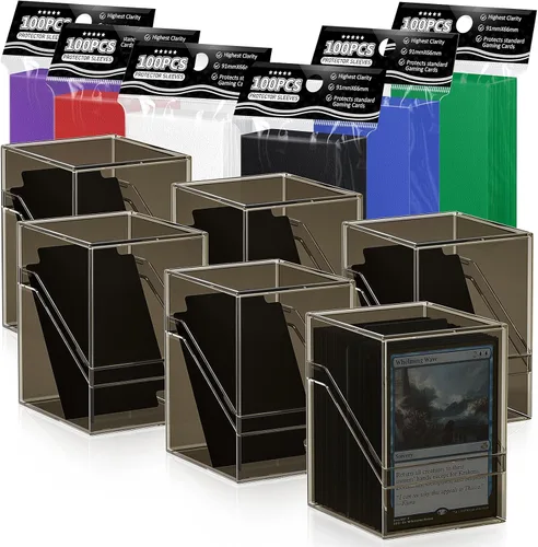 Miniatura 17 de YSCare Paquete de 2 Cajas para Mazos de Cartas, Estuche para Mazo y 200 Fundas para Tarjetas con Divisores, Caja de Almacenamiento Commander Negro