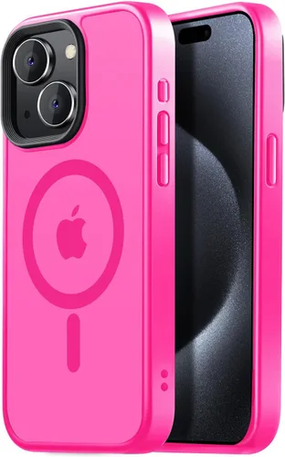 Miniatura 63 de Tigowos - Funda magnética para iPhone 15, resistente a las caídas, sensación de piel mate, a prueba de golpes, delgada, negro mate
