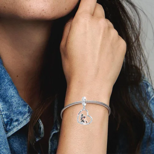 Miniatura 3 de Always My Sister Forever My Friend - Dije de corazón con circonita cúbica para pulsera Pandroa