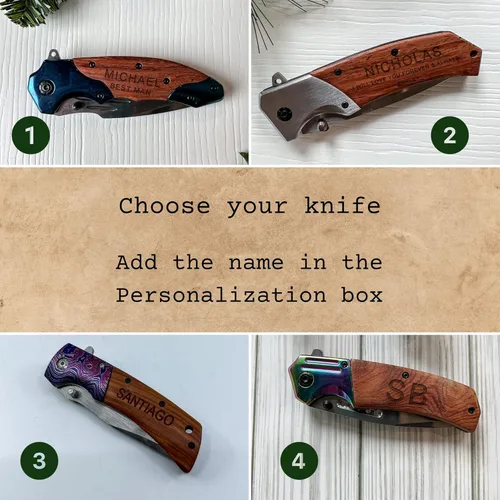 Miniatura 2 de Navaja de bolsillo de regalo para hombres y él, personalizada grabada, idea de amor para papá, novio, padrinos de boda, esposo, hijo, día del padre