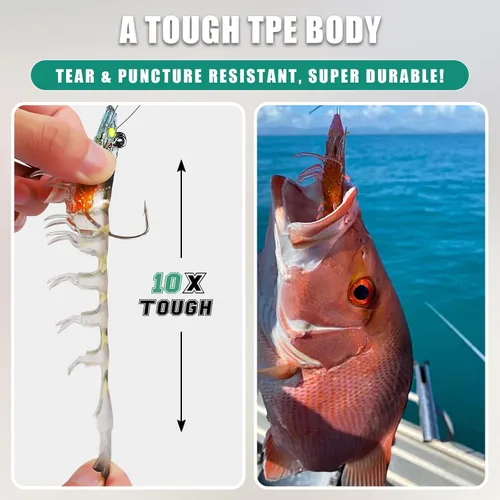 Miniatura 3 de TRUSCEND Duramax TPE Soft Fishing Lures with BKK Hooks, Shrimp & Crayfish Pro Fishing Baits, Curly & Paddle Tail Lure for Trembly Sinking &
