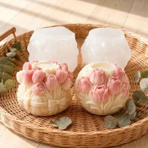 Miniatura 14 de 3 moldes de silicona de flores de tulipán 3D de resina floral para velas de jabón, molde de flores de fondant de chocolate para decoración de velas