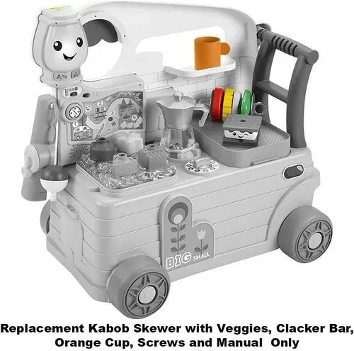Miniatura 2 de Piezas de repuesto para Fisher-Price Laugh & Learn 3 en 1 On The Go Camper - GTJ59 ~ Brocheta de repuesto con verduras, barra clacker, taza naranja