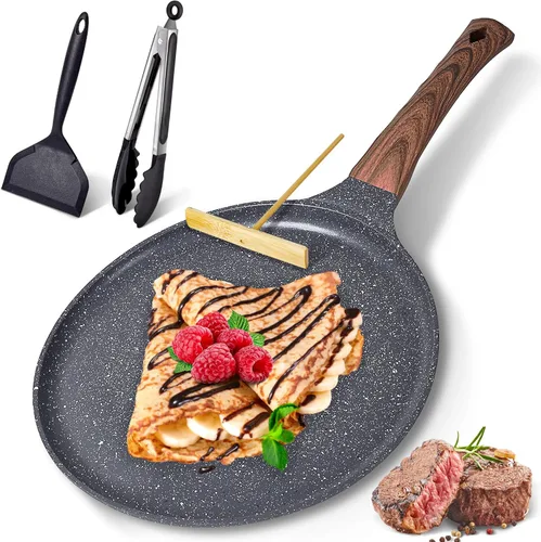 AOSION Sartén antiadherente para crepas de 11 pulgadas, sartén para crepé de cerámica, sartén para tortillas para panqueques, tortillas, huevos con