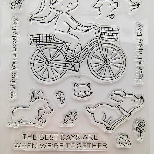 Miniatura 4 de DzIxY Juego de sellos transparentes para perros de bicicleta y troqueles de corte de metal para hacer tarjetas, álbumes de recortes, suministros