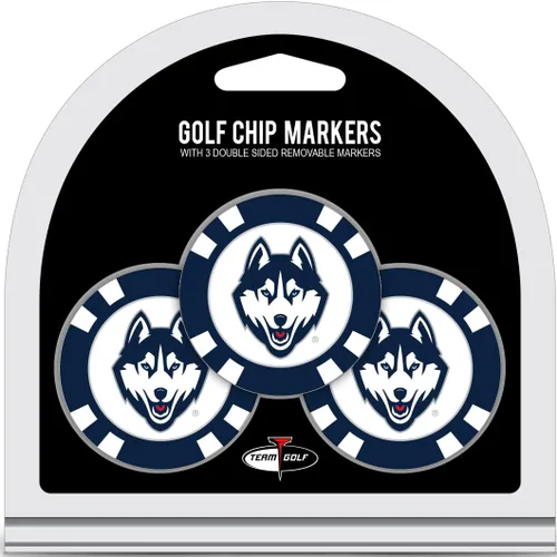 Team Golf NCAA - Marcadores para pelotas de golf tamaño de ficha de póquer con marcadores de doble cara esmaltados más pequeños