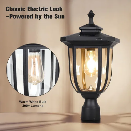 Miniatura 3 de ST4322Q1 - Luz solar para poste al aire libre, lámpara solar de anochecer a amanecer, luz de poste de aluminio impermeable con montaje en muelle