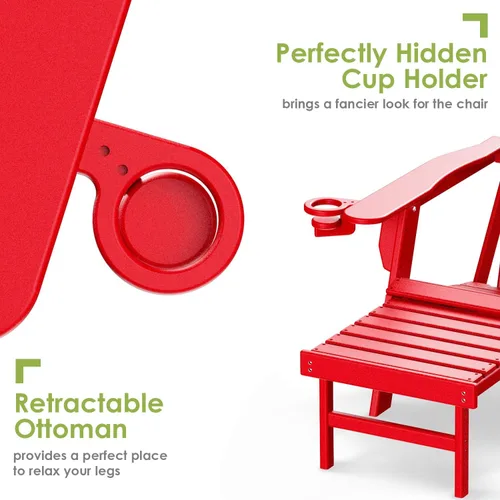 Miniatura 4 de GREENVINES Adirondack - Sillas con otomana Juego de 2 Plegables Reposapiés retráctil Plástico HDPE Silla para hoguera para todo