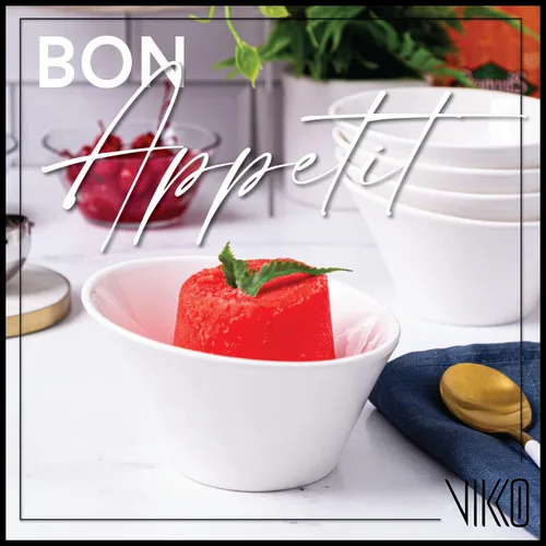 Miniatura 4 de Vikko Juego de 4 cuencos blancos de cerámica, 10 onzas versátiles para ensalada, sopa o postre, forma elegante, aptos para lavavajillas