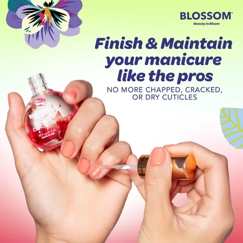 Miniatura 6 de Blossom Aceite para cutículas hidratante, hidratante, fortalecedor, perfumado, infundido con flores reales, fabricado en Estados Unidos, 1.84 fl.