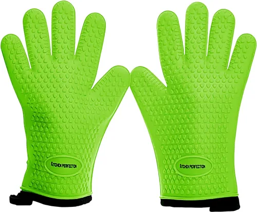 Miniatura 11 de KITCHEN PERFECTION Guantes de silicona para horno y plancha -Guantes de barbacoa y parrilla resistentes al calor extremo - Maneja comida caliente