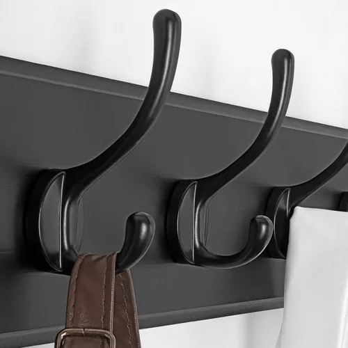 Miniatura 3 de SKOLOO Perchero rústico montado en la pared, perchero de madera maciza de pino, 5 ganchos para colgar ropa, batas, toallas, abrigos