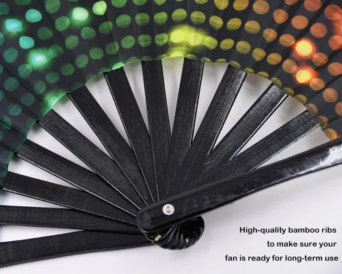 Miniatura 5 de Ventilador grande para rave, ventilador de mano plegable para baile de línea, grandes ventiladores plegables para aplaudir ventiladores