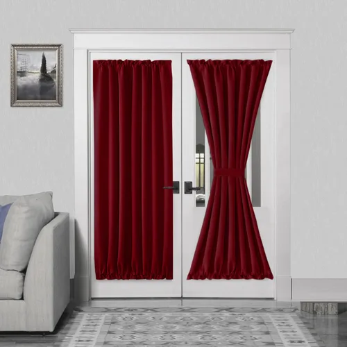 Miniatura 140 de DWCN Cortinas para puerta francesa: cortina térmica con bolsillo para barra para puertas con ventana de vidrio, puertas de cocina y patio
