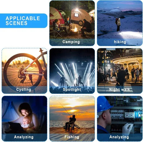Miniatura 6 de Mudder Juego de 4 linternas que brillan en la oscuridad, 9 mini linternas LED recubiertas de goma con asa, linterna portátil LED de aluminio