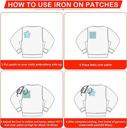 Miniatura 9 de Kare & Kind Parches bordados de chenilla para planchar - Parches bordados de chenilla para coser o planchar para ropa, camisas, uniformes, vestidos