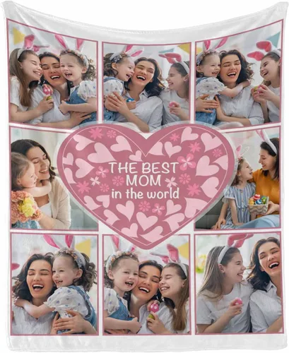 Miniatura 15 de InterestPrint Regalos personalizados para mamá, manta personalizada con fotos y fotos familiares, regalos de cumpleaños para el día de la madre