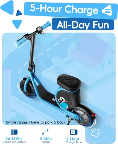 Miniatura 7 de Hiboy JoyHaul Electric Scooter for Kids Ages 4-10, with Seat, UL 2272 Certified, 100W Motor, 5 Miles Range, 9.3 MPH, LED Lights, Under-Seat Storage