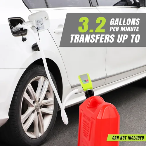Miniatura 2 de Bomba de transferencia de combustible con parada automática, alimentada por pilas AA/CC, 2 modos de alimentación, manguera extra larga con adaptador