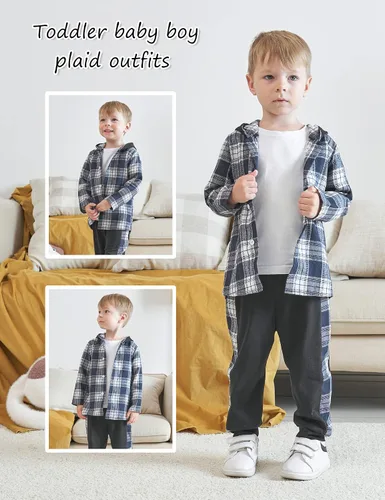 Miniatura 3 de Fuermos Ropa de franela con botones y botones para bebés y niños pequeños