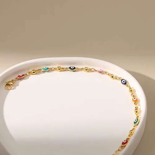 Miniatura 11 de Delicadas pulseras de oro para mujer, chapado en oro 18, ajustable, mal de ojo, mariposa, cuentas, perla, corazón, turquesa, hecha a mano para mujer