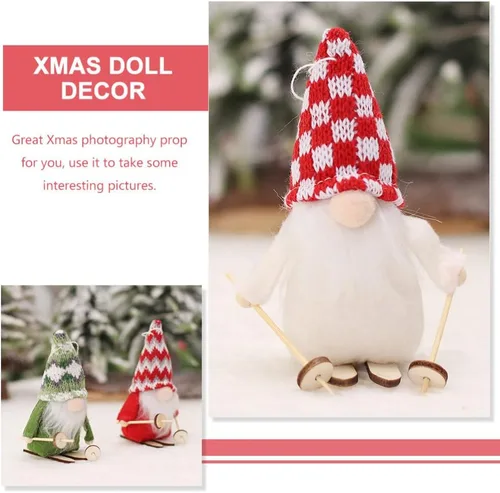 Miniatura 6 de BESTOYARD Colgante de muñeca de esquí, gnomos de árbol de Navidad, adorno de chimenea de Navidad, adorno de muñeca sin rostro, adornos de Navidad