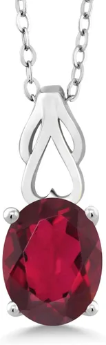 Miniatura 108 de Gem Stone King Collar de plata de ley 925 con piedra natal ovalada de 0.354 x 0.276 in Collar con colgante solitario para mujer Con cadena