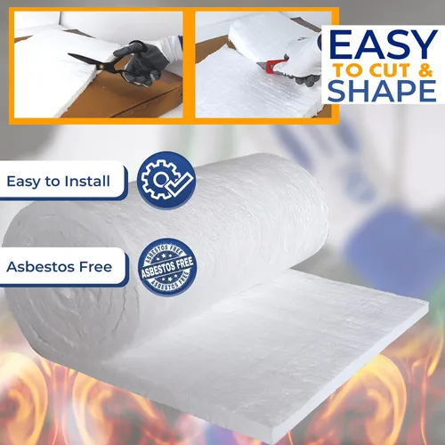 Miniatura 5 de Simond Store Manta aislante de fibra de cerámica, densidad 8# 2400F, 1 x 24 x 32 pulgadas, aislamiento de alta temperatura para estufa de madera