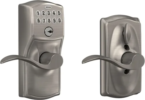 Miniatura 28 de SCHLAGE FE595 CAM 622 GEO Entrada con teclado con cerradura electrónica Flex, negro mate